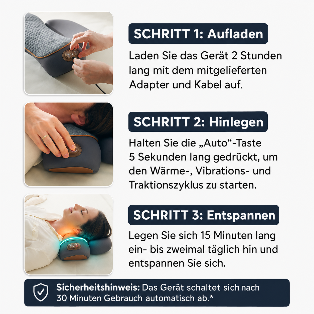 Zaleeko™ 3-in-1 Nackenmassagekissen mit Wärme-, Vibrations- & Traktionstherapie